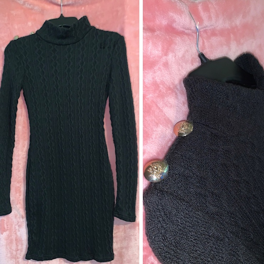 Black knit dress.